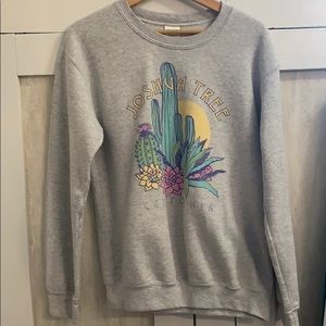 Succulent Print Gray Sweatshirt